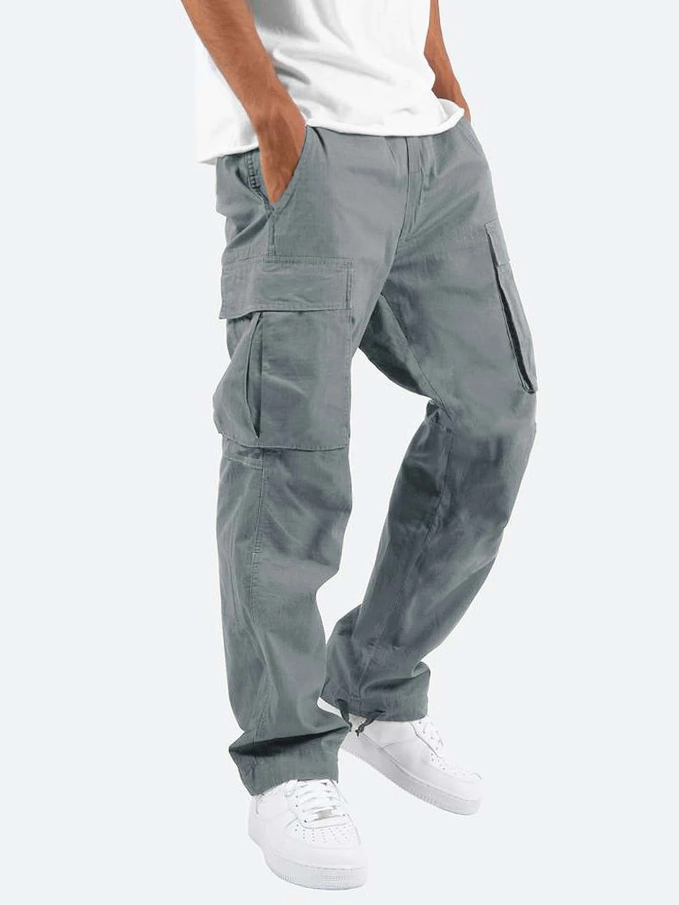 Pantalons décontractés pour hommes, nouveaux vêtements de travail d'été pour hommes avec cordon de serrage, pantalons décontractés multi-poches_voghion.com