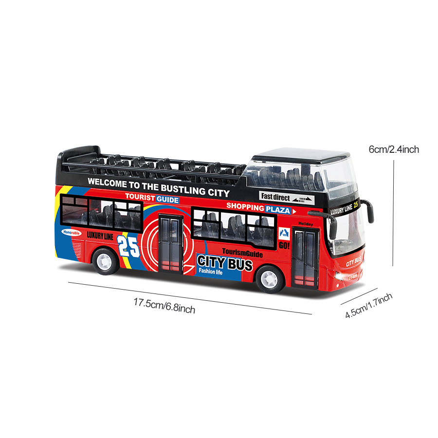 Large Alloy Double-Decker Bus Toy in Action