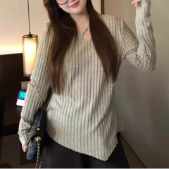 大码设计感链条黑色针织打底衫女秋季胖mm收腰巨显瘦内搭外穿上衣