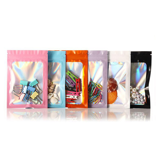 Laser window bone bags, colorful jewelry gift packaging bags, beauty clothing and accessories ziplock bags