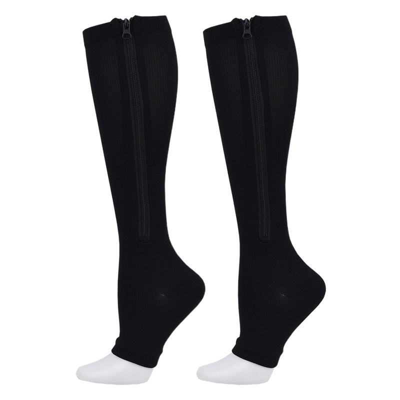 Fábrica al por mayor compresión cremallera calcetines tubo largo deportes compresión calcetines vena calcetines elásticos zip SOX Calcetines