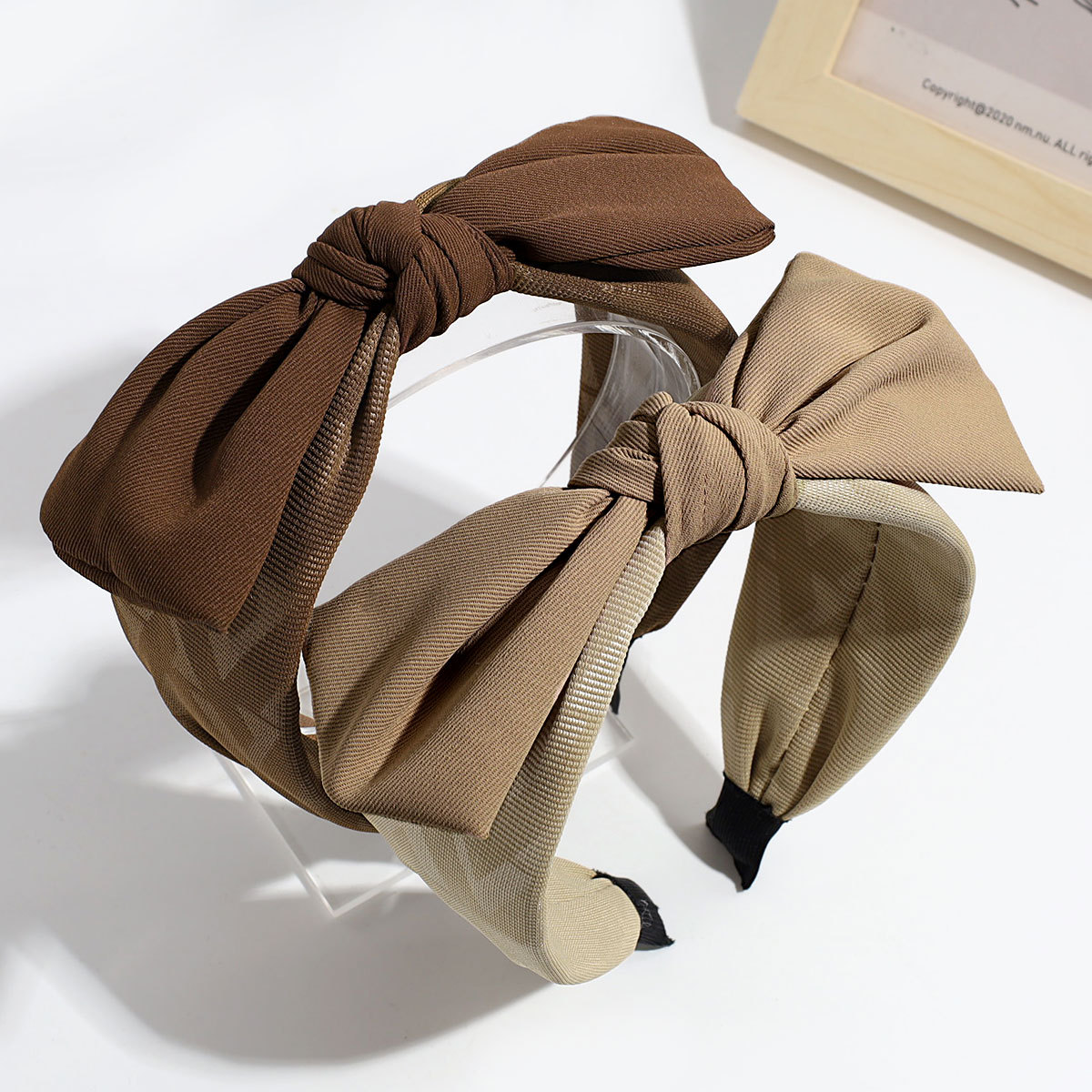 Nueva moda elegante gran arco de cabello estilo de la escuela tela tela banda de cabello temperamento toque de cabello universal mujer image 3