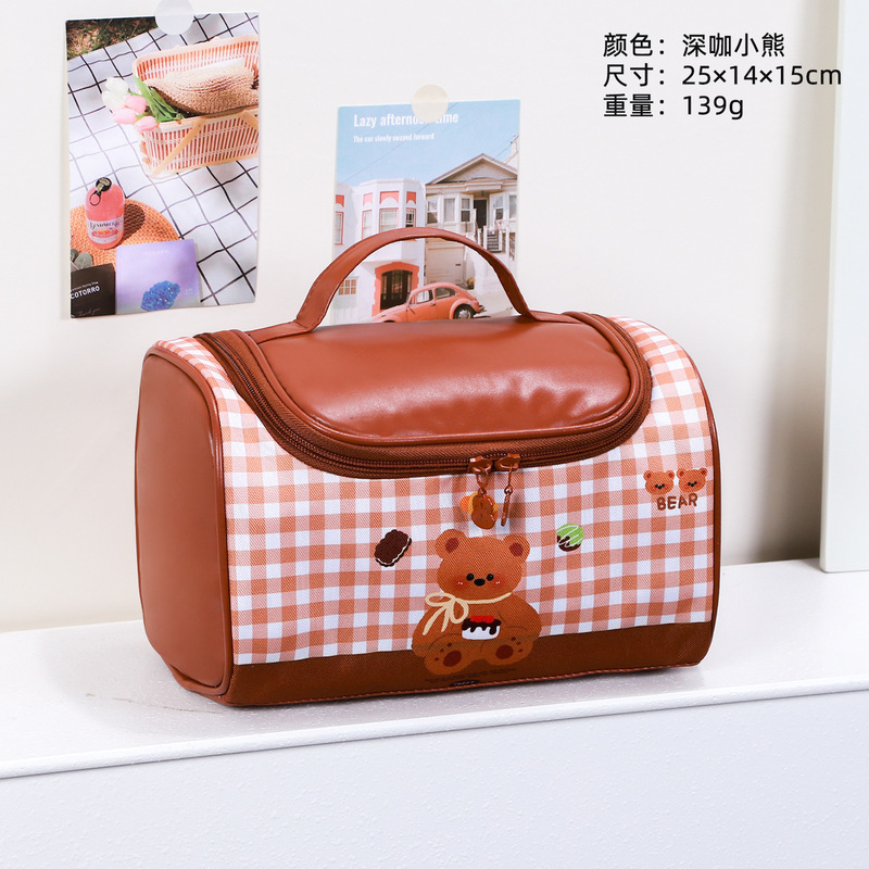 かわいい猫のポータブル化粧品バッグ女性のポータブル大容量新しいパーティション収納バッグボックス旅行トイレタリーバッグ|undefined