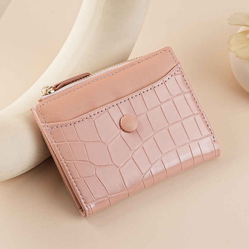 Nuevo monedero de cambio corto y simple transfronterizo, bolsa de monedas con cremallera mini ultra delgada multi-tarjeta bolso de botón de billetera