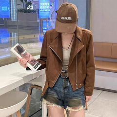 2025秋季新款麂皮绒短外套女小个子时尚休闲高级感超好看夹克上衣
