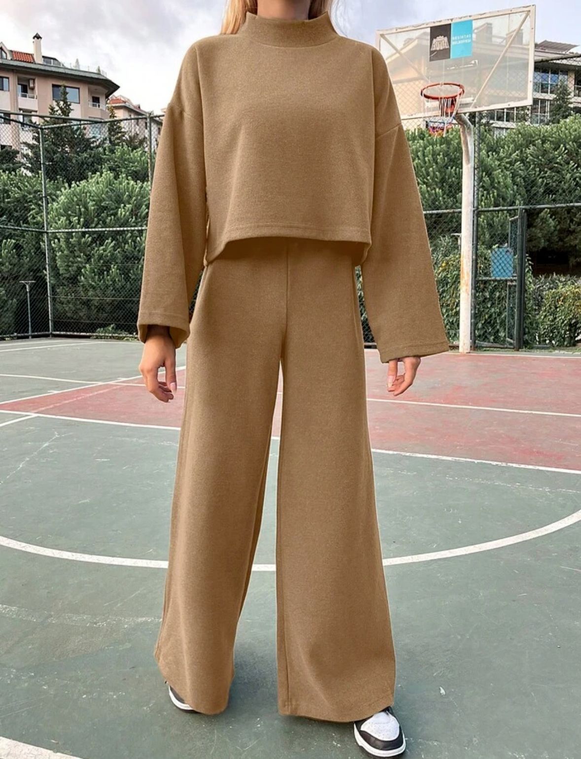 Damenbekleidung Herbst lässig faulen Stil gestrickte langärmelige Tops locker und bequem Hosenanzug_voghion.com