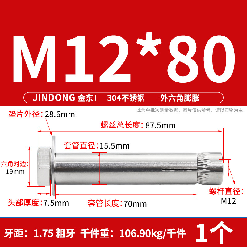 Анкерный болт All Directions M12*80 шестигранный