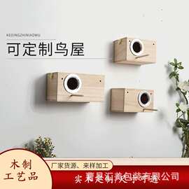 亚马逊实木鸟窝虎皮鹦鹉窝桐木制鸟类繁殖箱户外悬挂可透视鸟巢