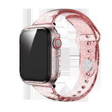 适用苹果apple watch手表表壳表带闪粉透明硅胶TPU闪粉小蛮腰表带