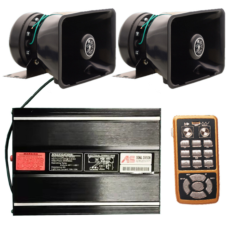 Wireless siren 400W megaphone high-pitched alarm loudspeaker AS7200M-2+100C speaker