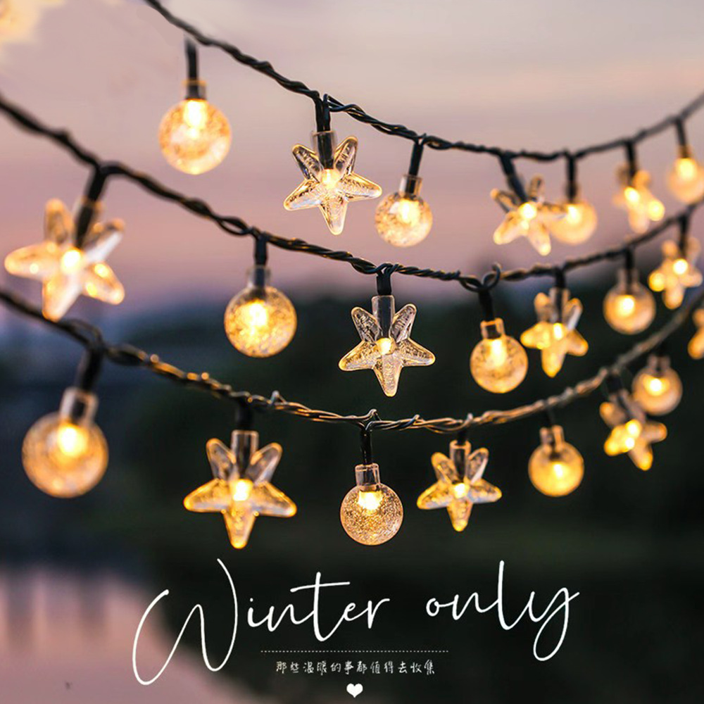 String de lámparas de estrellas LED lámpara solar de jardín de color al aire libre impermeable luz de atmósfera de árboles colgantes de estrellas de color luz de atmósfera
