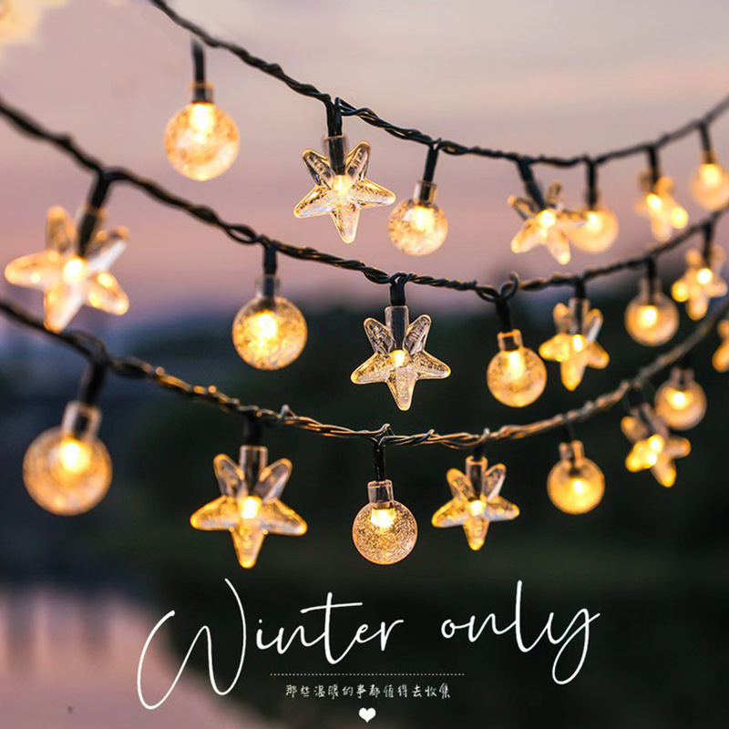 Led Star String Lights Solar-Powered Garden Lights Outdoor Waterproof Atmosphere Lights Starry Sky Hanging Tree Lights Atmosphere Lights