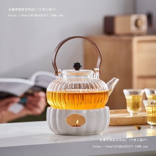 Candle Heated Insulated Flower Teapot Set Glass Fruit Tea Set Beauty Salon Boiled Herbal Tea Glass Pot Cup