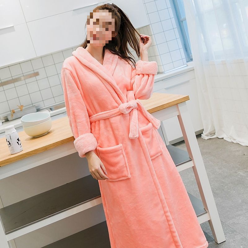 厚手のロングタイプのフランネルのカップルの寝衣の女性のサンゴのベルベットの家の服の冬のパジャマの浴衣の男性の秋|undefined