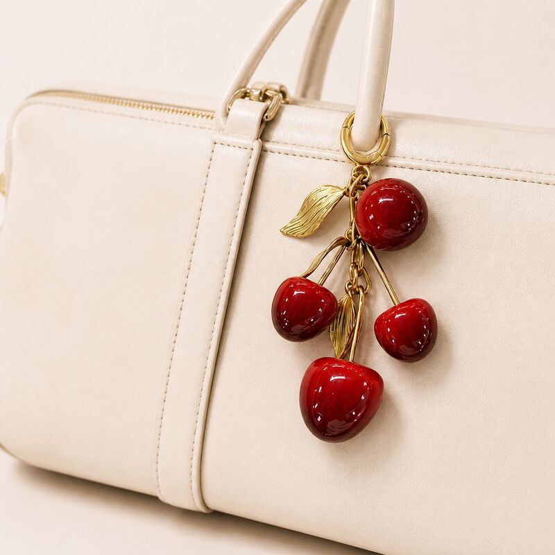 INS-style high-end cherry keychain bag pendant, women's bag accessory, exquisite car pendant, Valentine's Day gift INS-style high-end cherry keychain bag pendant, women's bag accessory, exquisite car pendant, Valentine's Day gift