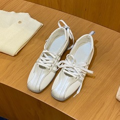 羊皮版 ~ 本革のバレエ靴の女性の平底のメアリー珍の靴のネットのレジャーの板の靴の柔らかい底の白い靴