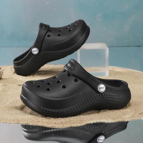 Men's Summer Holeshoe Outdoor Cap Toe Sandals, Unisex Casual Beach Shoes, Half-Cover Breathable Couple Shoes, Wholesale