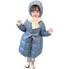 Winter long down jacket for early age for elementary school students with bow for princess, Korean style