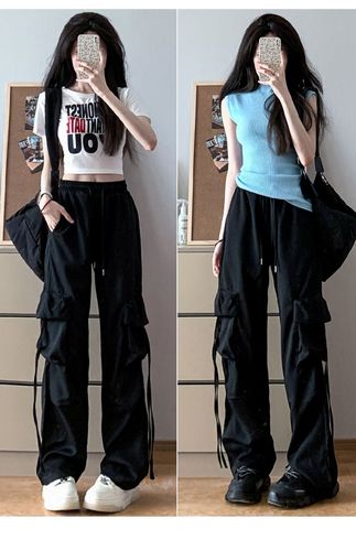 Dopamine Chic Set - This Year's Trendy Cool American Retro Work Pants for Women - Thin Version Casual Sports Pants