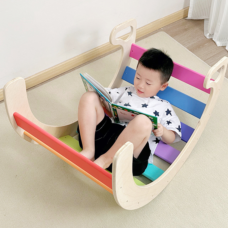 Soporte de escalada de madera para niños, soporte de escalada de entrenamiento de integración sensorial para bebés, soporte de escalada interior para bebés, tobogán, juguetes combinados