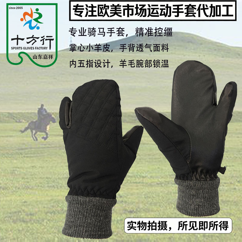 Factory-customized riding gloves for European and American markets, suitable for cross-border e-commerce, made of goat leather, featuring non-slip, wear-resistant, warm, and comfortable properties