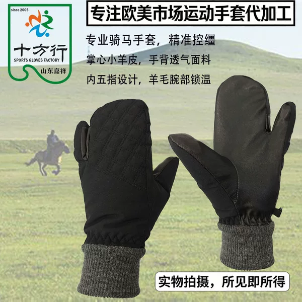 Factory-customized riding gloves for European and American markets, suitable for cross-border e-commerce, made of goat leather, featuring non-slip, wear-resistant, warm, and comfortable properties