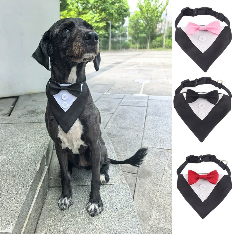 Новые товары для домашних животных Aminger, джентльменский стиль, британский шарф с бантом и треугольным шарфом, ошейник для собаки, свадебные аксессуары