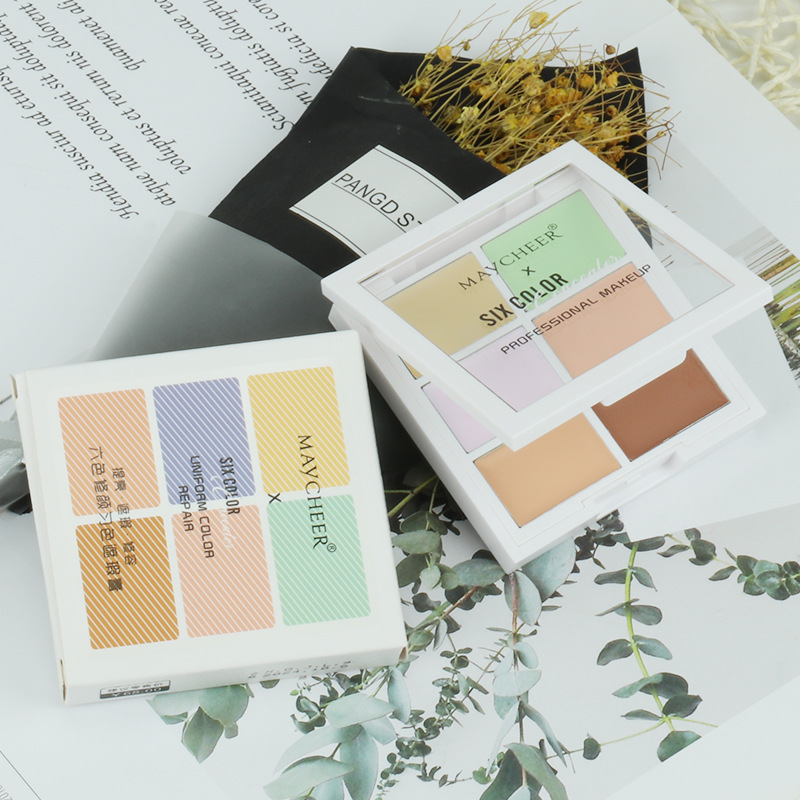 美茜儿六色遮瑕盘修颜均色遮瑕膏盘遮暇修容一体盘遮盖痘印黑眼圈