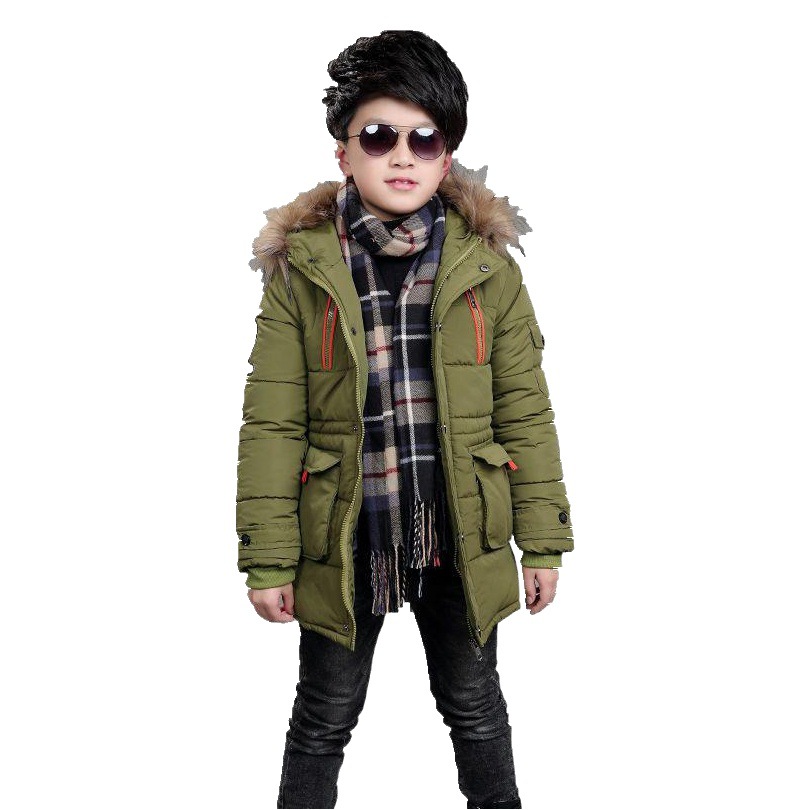 Ropa para niños 2024 invierno nuevo estilo niños chaqueta acolchada de algodón versión coreana de los niños grandes chaqueta abrigada gruesa de longitud media para niños