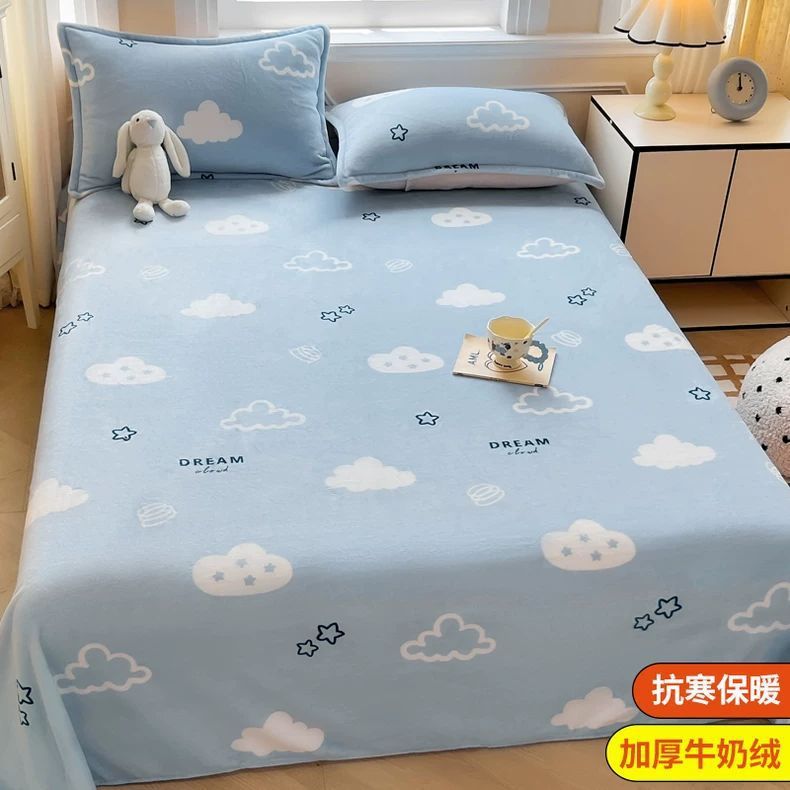 Invierno leche de lana de coral sábanas de lana de una sola pieza brida de manta de peluche dormitorio una sola persona gruesa manta de peluche cálida