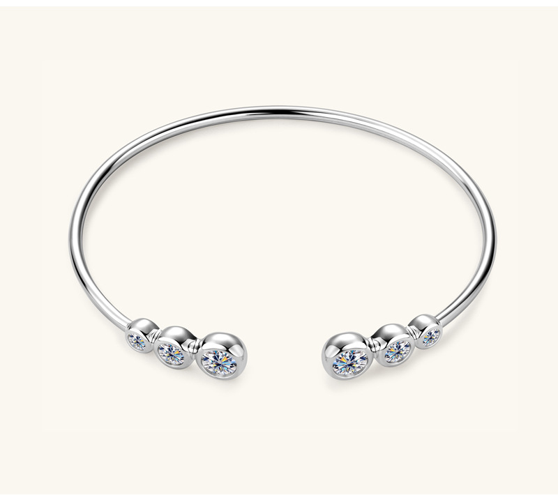 925 Sterling Silver Material Round Pattern 925 Sterling Silver Cuff Bracelets Elegant Simple Style