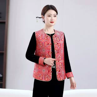 Китайский жакет из парчи, осень 2025, винтажный стиль, с роскошными пуговицами