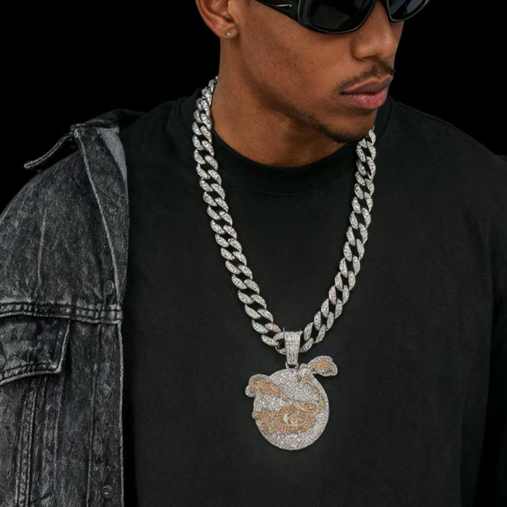 Europa y América Hip Hop cool full diamond swan colgante collar colgante personalidad masculina moda