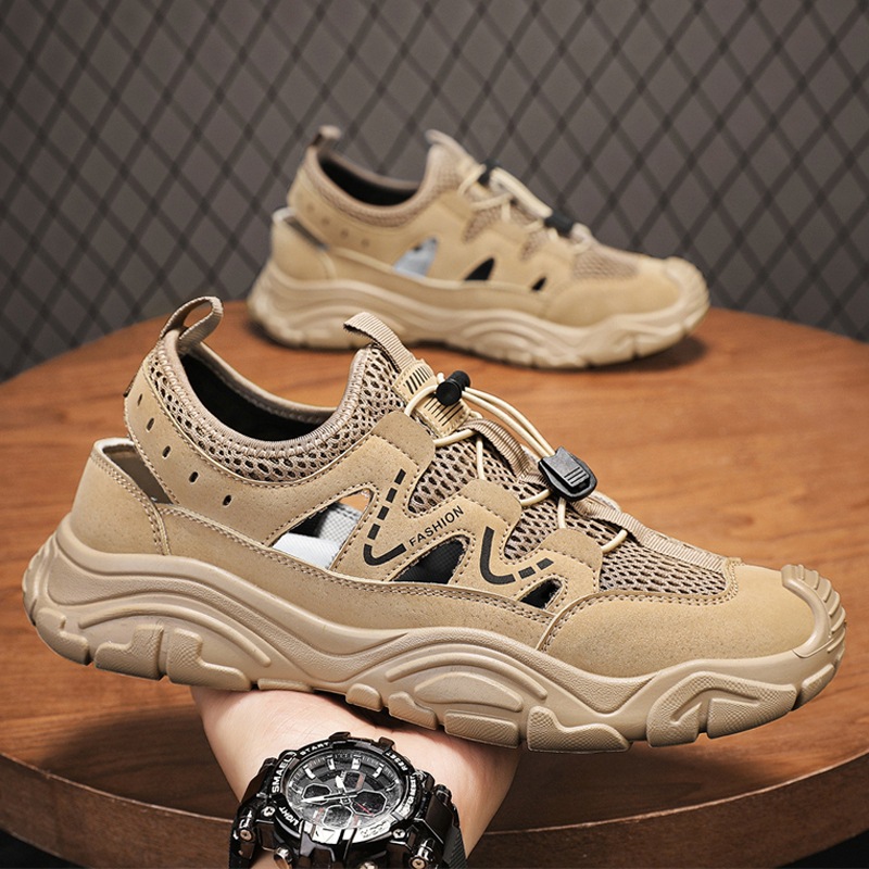 Zapatos de hombre Baotou verano 2025 nuevos zapatos deportivos al aire libre huecos y transpirables para hombres sandalias de vadeo casuales para hombres