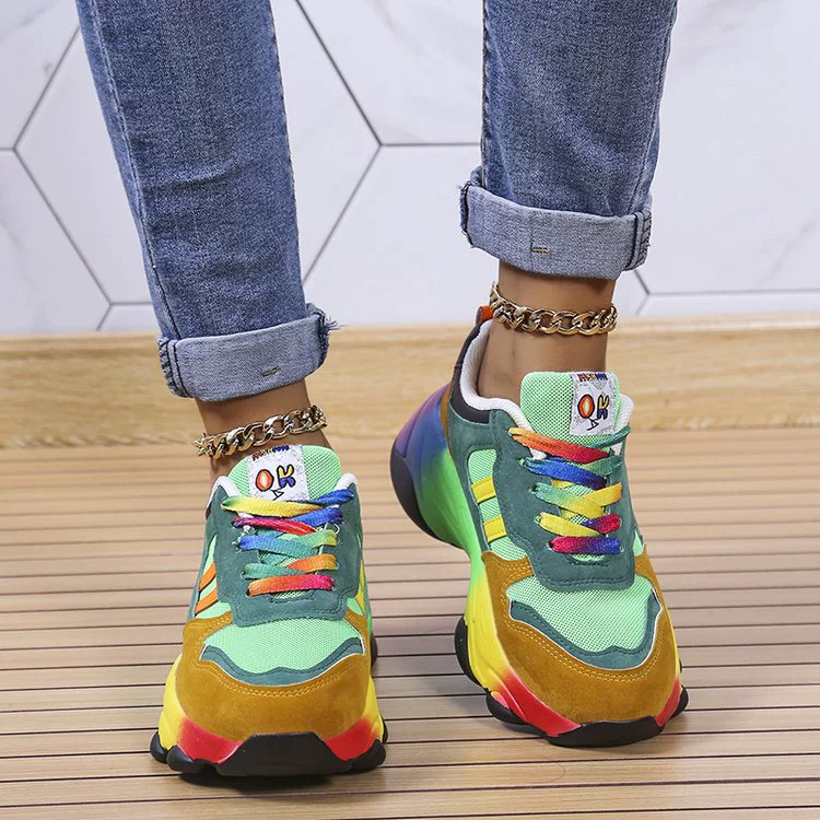 Demi-season Platform Leisure Shoes, Spring/Fall 2024 Model, Plus Sizes 35–43