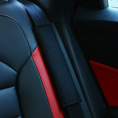 Car Seatbelt Shoulder Pads with Straps, Made of Soft Ice Silk, Comfortable and Soft Fabric, Easy to Install (Seat belt shoulder pad) - brushed-shoulder-pads-black-pair