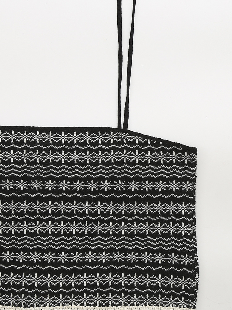 Women's 2024 Summer New Color blocked Striped Strap Slimming Half Skirt Set_voghion.com