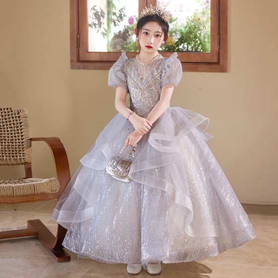 Girls' Beautiful Birthday Dress Flower Girl's Wedding Princess Dress High-end Light Luxury Niche Children's Hosting Piano Performance Dress