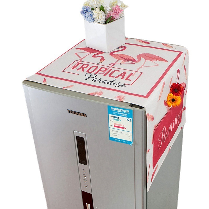 代件起爆綿麻布芸洗濯機カバー家庭用防塵カバー日焼け止め防水冷蔵庫電子レンジカバー布|undefined