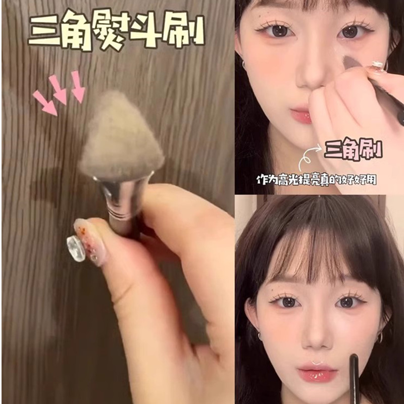 Triangle High Glow Iron Brush Brightening Brush Tear Groove Surface Medium French Pattern Concealer Brush Cangzhou Qingxian Pure White Makeup Brush