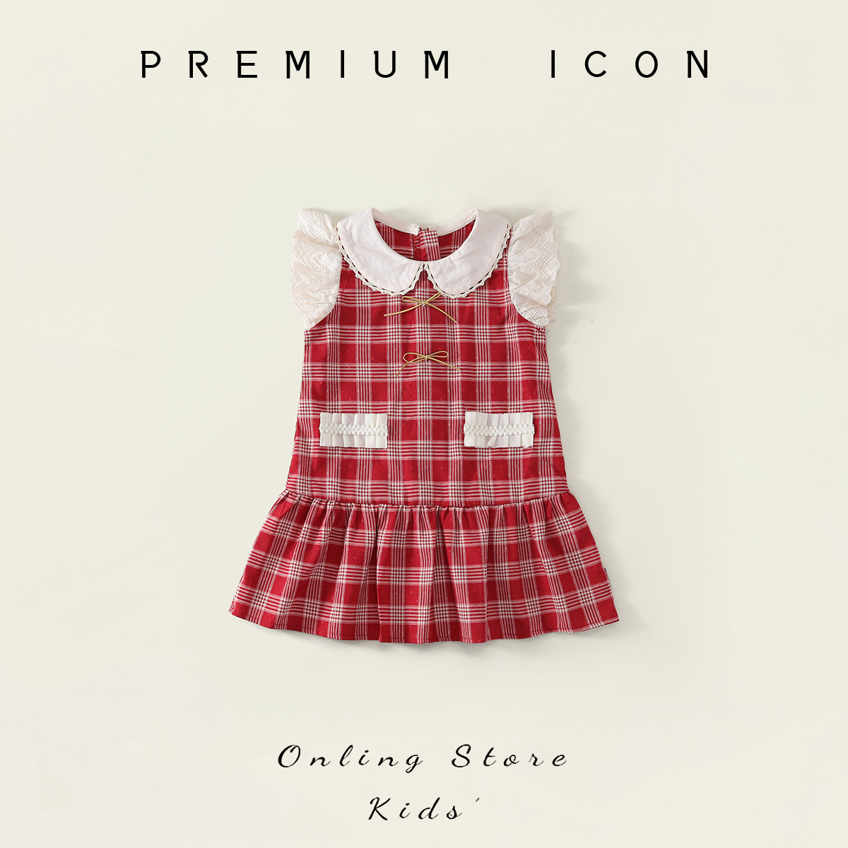 Niche Girls Red Plaid Dress 2025 New Kidsren's Summer Lace Vest Dress Baby Fashionable Skirt Trend
