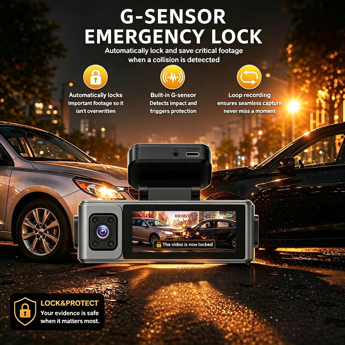 Cross-border five-lens dashcam with high-definition 2K wide-angle night vision, WiFi, front and rear in-car recording device