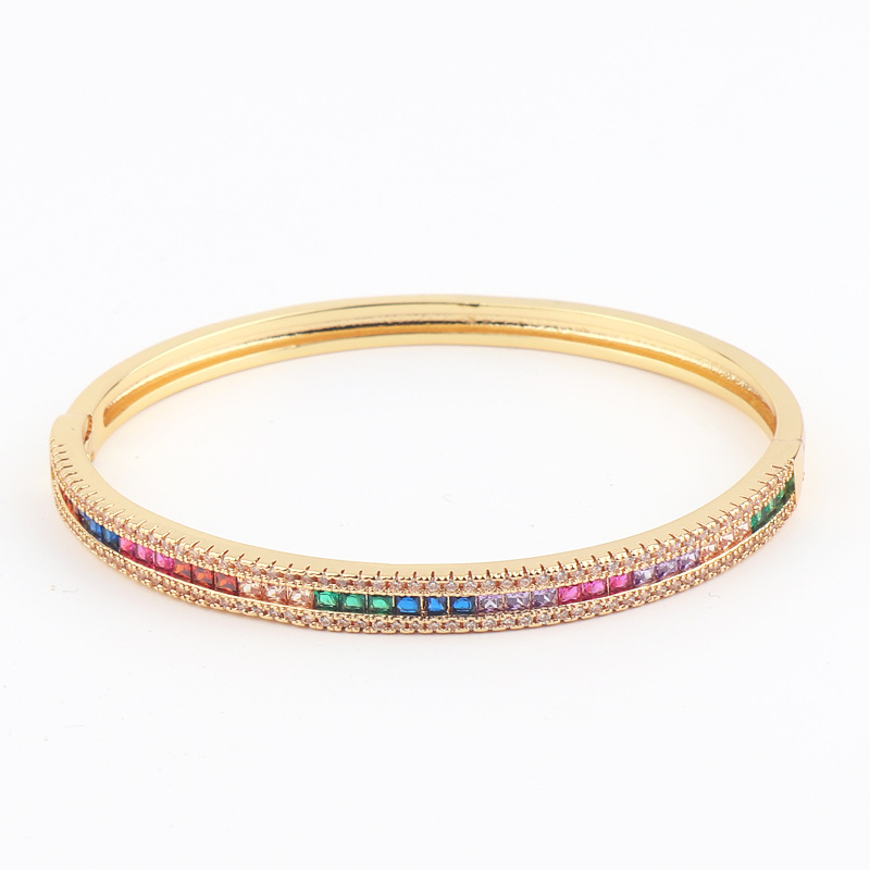 Glam Geometric Copper Bangle Inlay Zircon Copper Bracelets