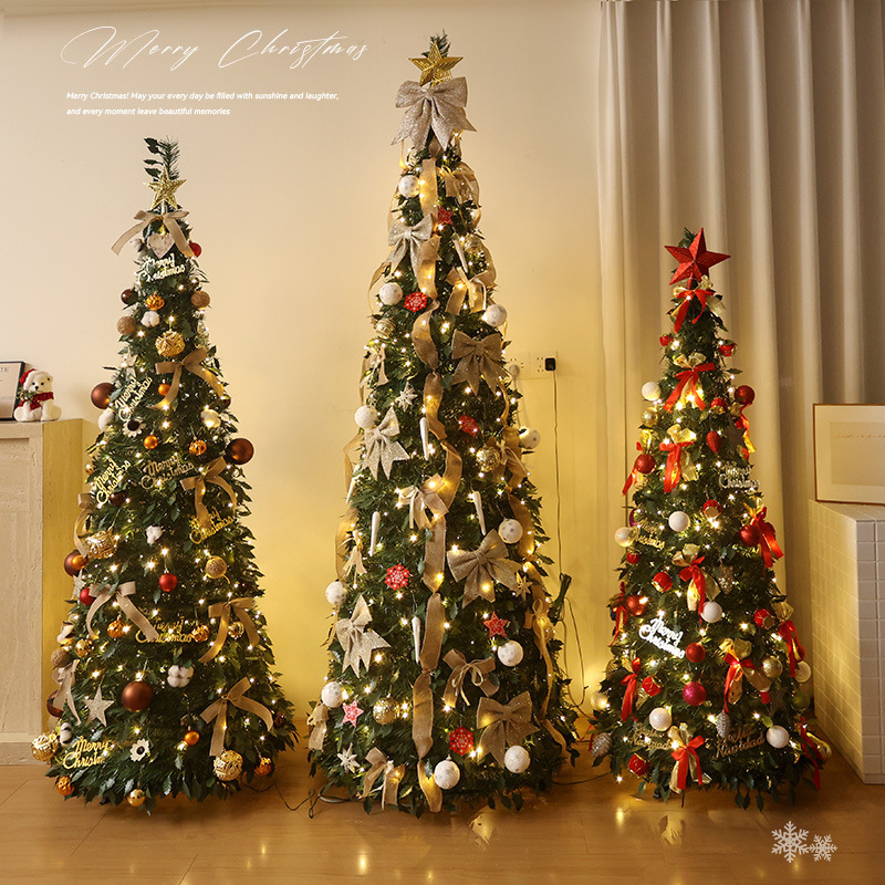 Christmas Tree DIY Retractable Foldableing Installation-Free Christmas Tree Living Room Ornaments Large Floor-Standing Christmas Decorations