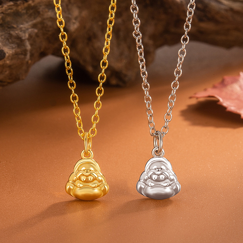 Chinese Style Retro Glossy Maitreya Buddha Pendant with Smiling B