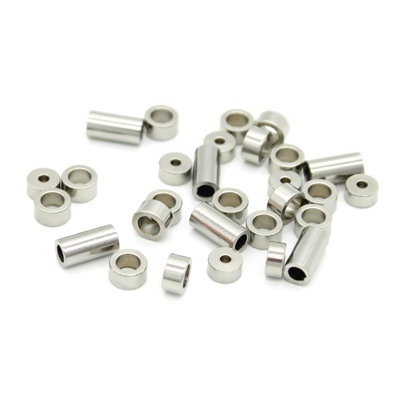 不锈钢圆形通孔串珠 皮绳手链项链隔珠 圆柱隔片散珠diy饰品配件