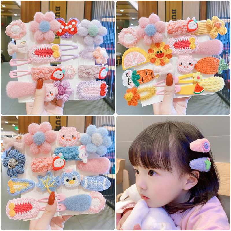 Otoño y invierno niños clip de pelo de dibujos animados peluche clip de pelo lindo bebé roto clip de pelo princesa coreana joyas para el pelo de chicas