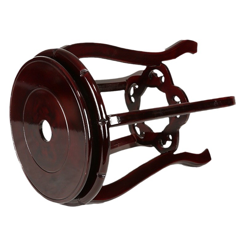 Base de tanque de peces de Jingdezhen pintura de tortuga y caligrafía cilindro bandeja de madera para dormir tazón de loto con bandeja de cilindro asiento de madera de pierna alta