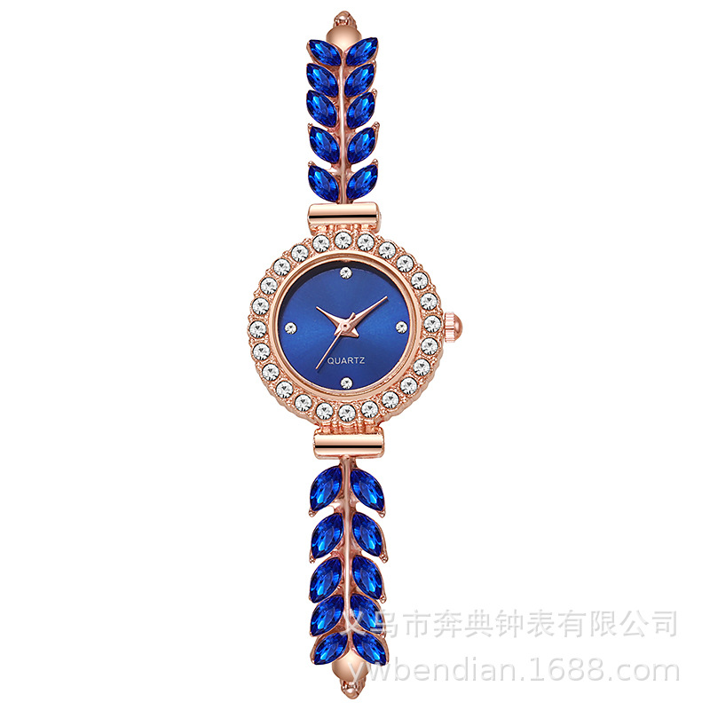 2025 nueva moda con hojas de diamantes, reloj redondo para mujer, esfera simple, ajuste libre, reloj de regalo transfronterizo exclusivo