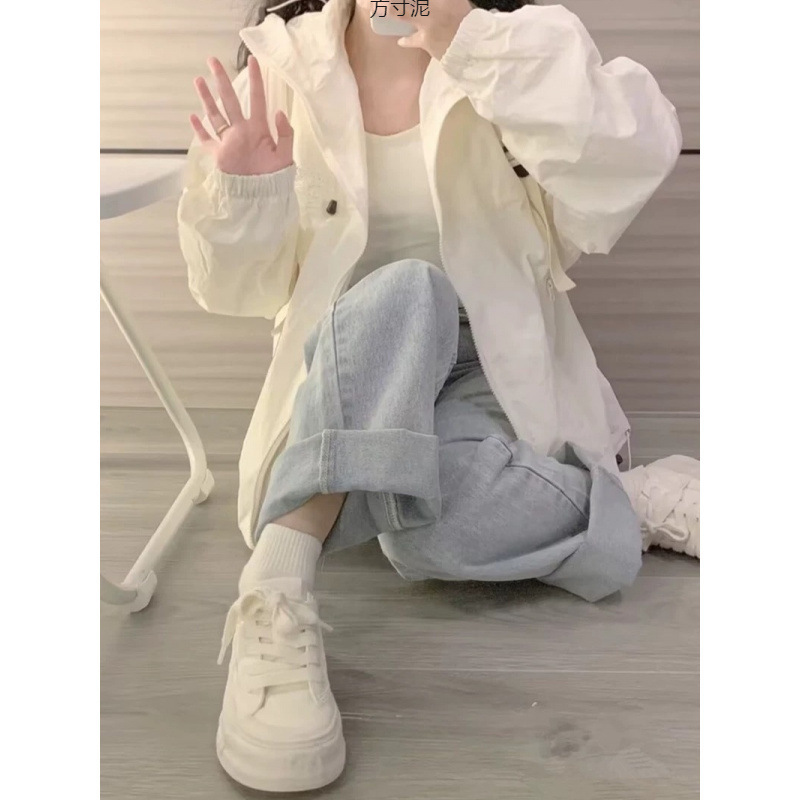女性のための日焼け止め服 2025 新しい夏ルーズで多用途な抗 UV 薄い屋外フード付き日焼け止め服ジャケットトレンディ|undefined